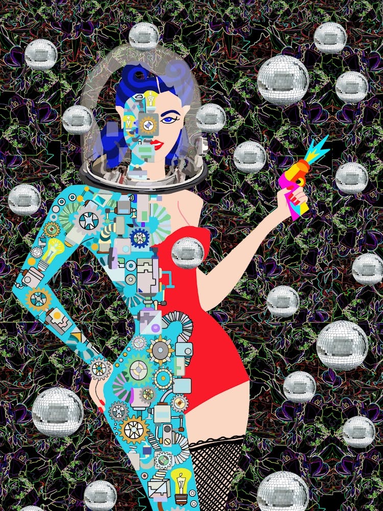 Girl Cyborg In Space