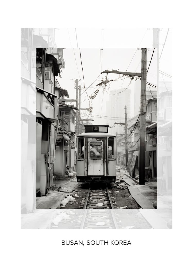 Poster Of Busan, South Korea, Black And White Old Photo 1