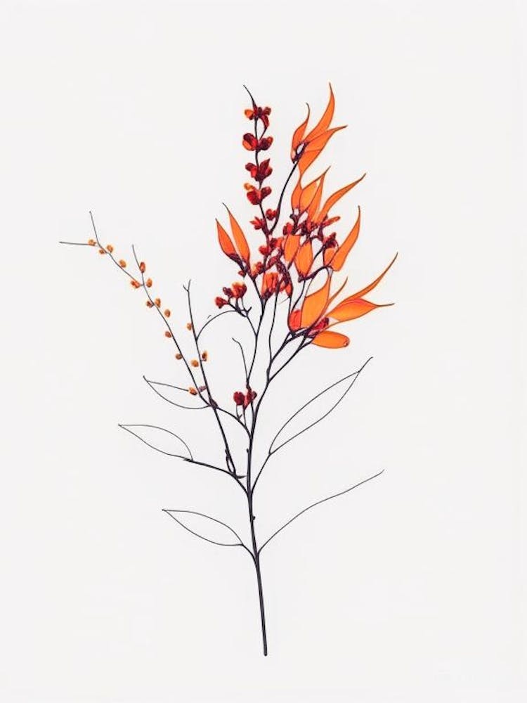 Firethorn Floral Minimal Line Drawing 1 Flower