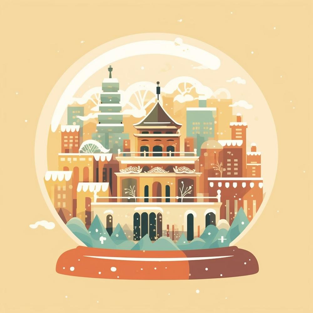 Beijing China 2 Snowglobe