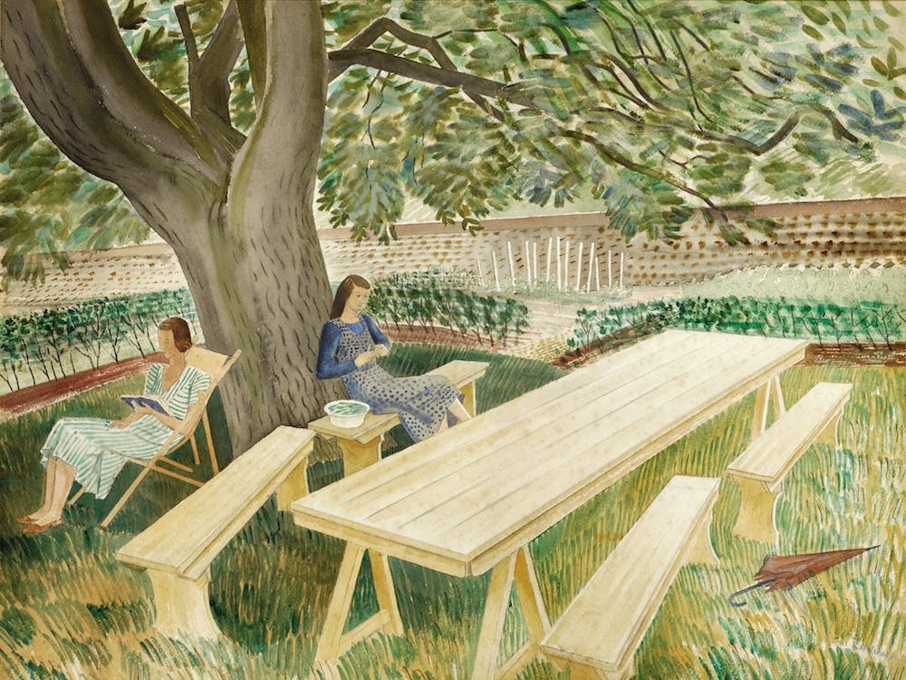 Two Women Sitting In A Garden, 1933 By Eric Ravilious