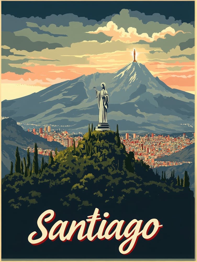 Aihrgdesign A Retro Travel Poster For Santiago 1