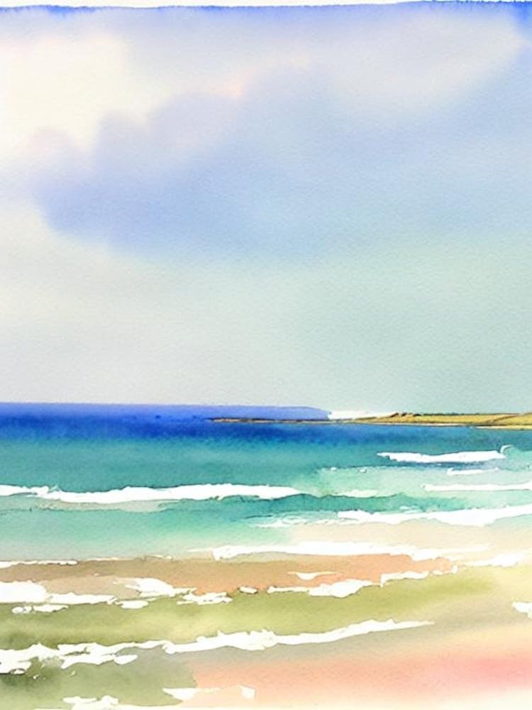 Newquay Beach 3, Cornwall Watercolour