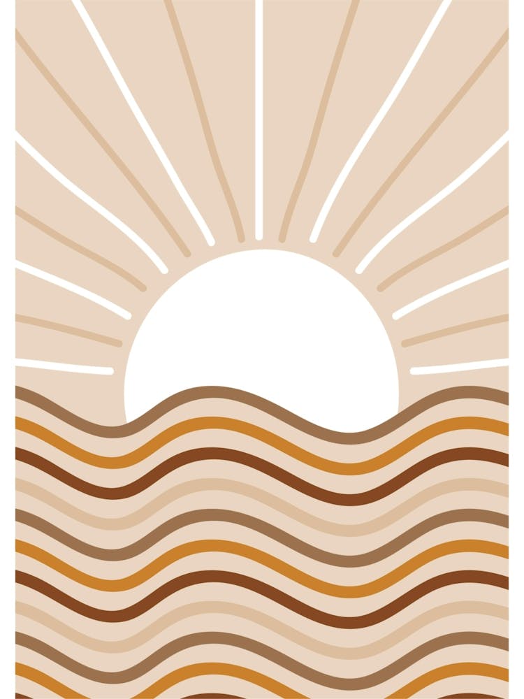 Sun Rising Over Waves