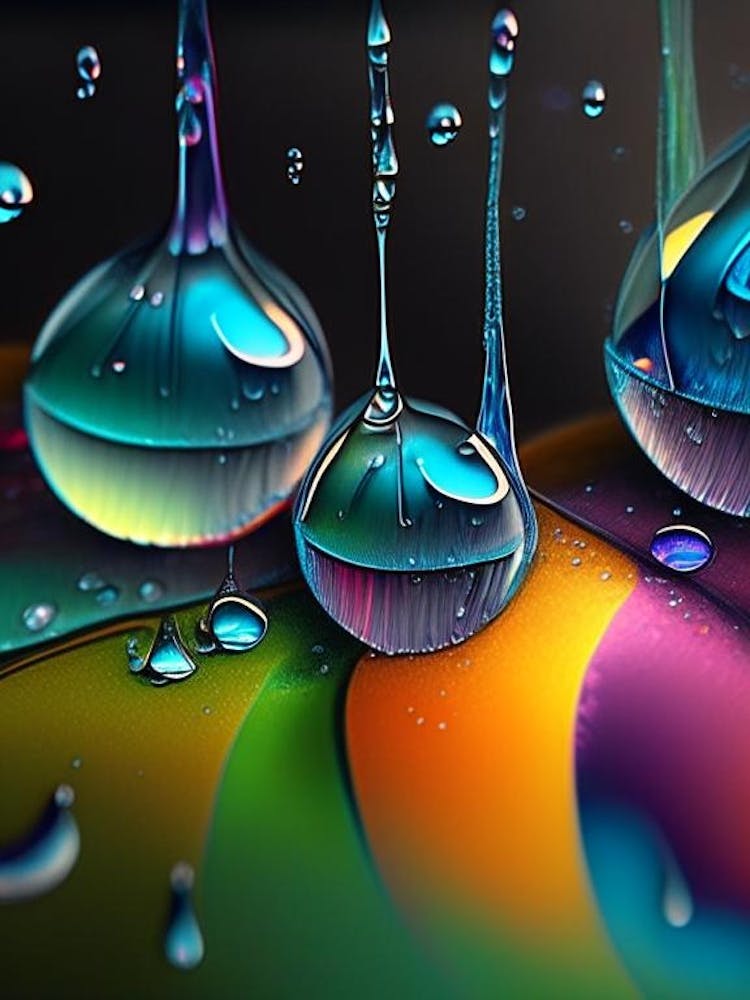 Water Droplets Waterscape Crayon 1