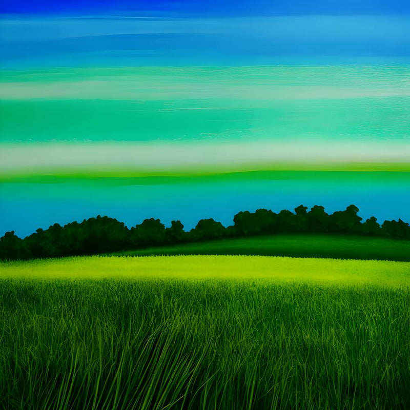 Green Grass A Blue Sky And A Background Of Calm Colors Suitable As A Wall Painting With Beautifu (4)