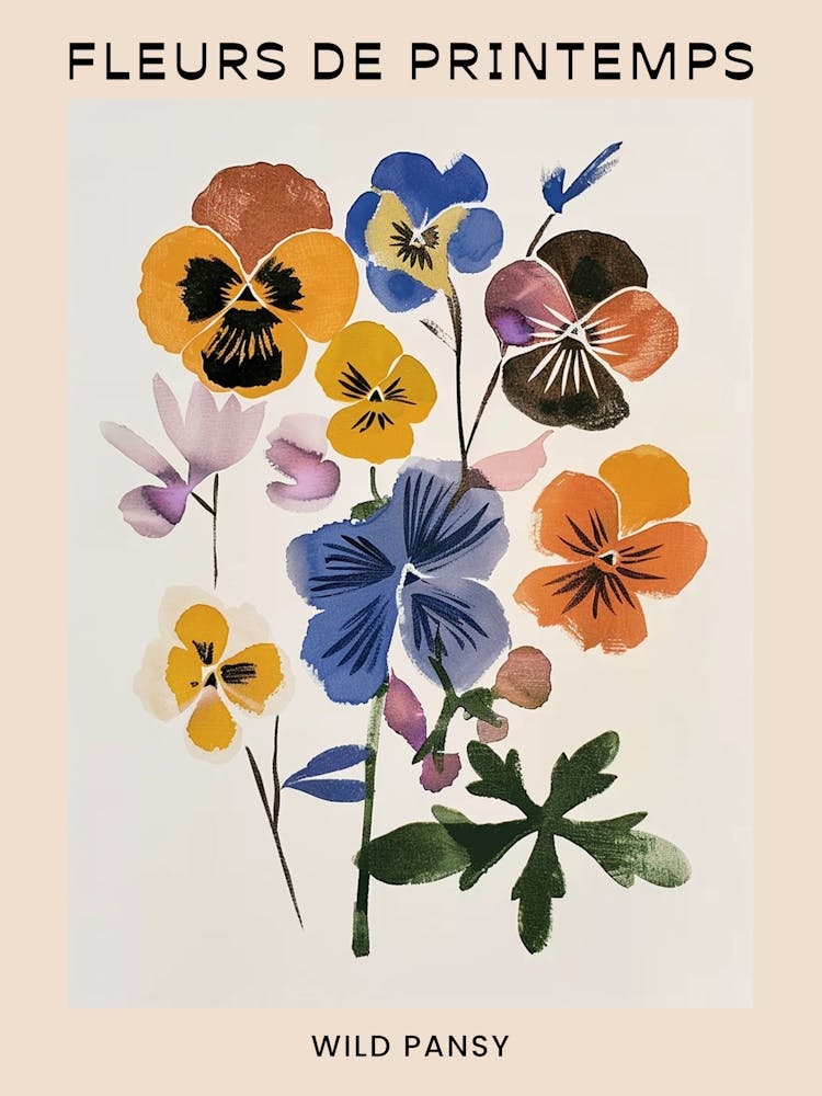 Spring Floral French Poster  Wild Pansy 3