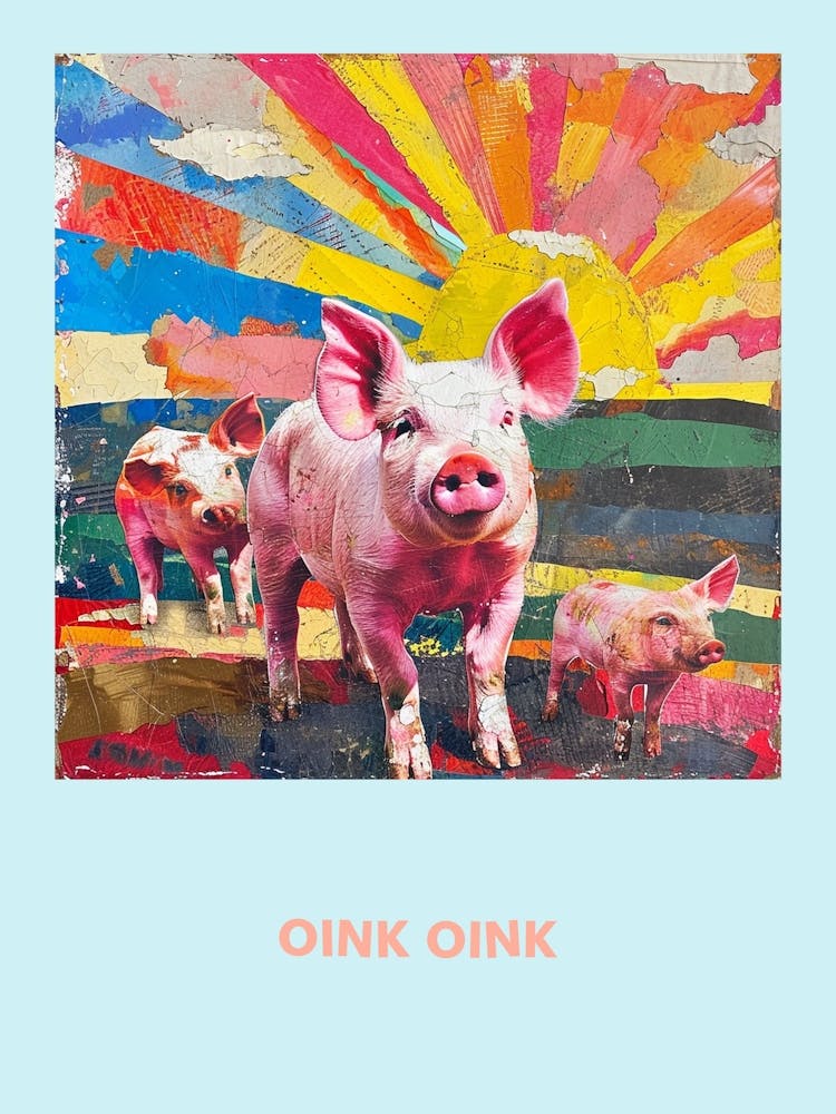 Oink Oink Pig Rainbow Poster 1