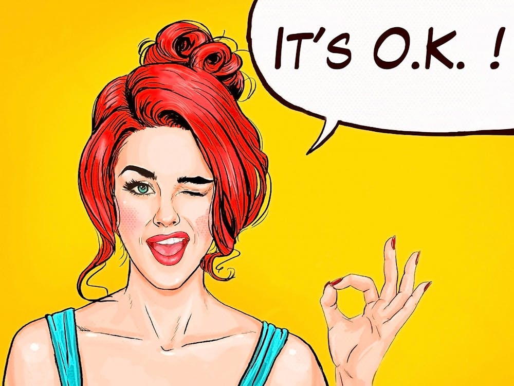 Pop Art Redhead Girl Say It's OK