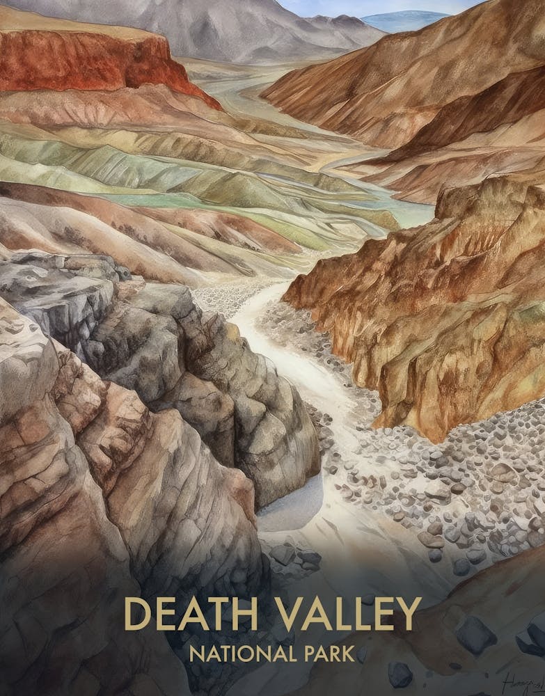 Death Valley National Park Watercolour Vintage Travel Poster 3