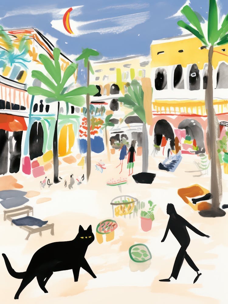 The Food Market In Mallorca 4 Illustration