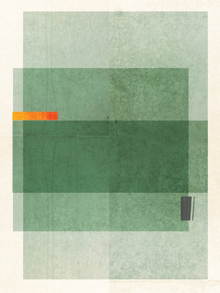 Green Blocky Abstract Art