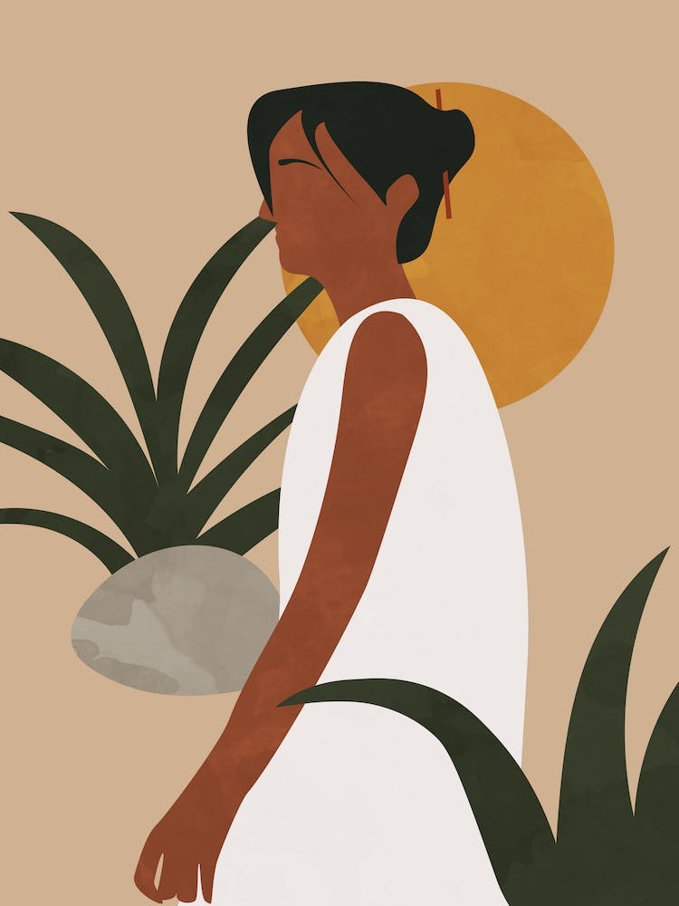 Botanical Woman Abstract Boho