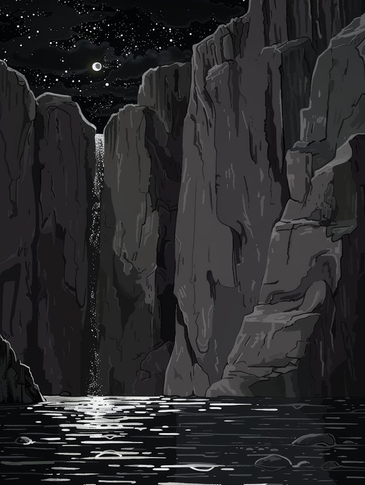 Waterfall In The Night