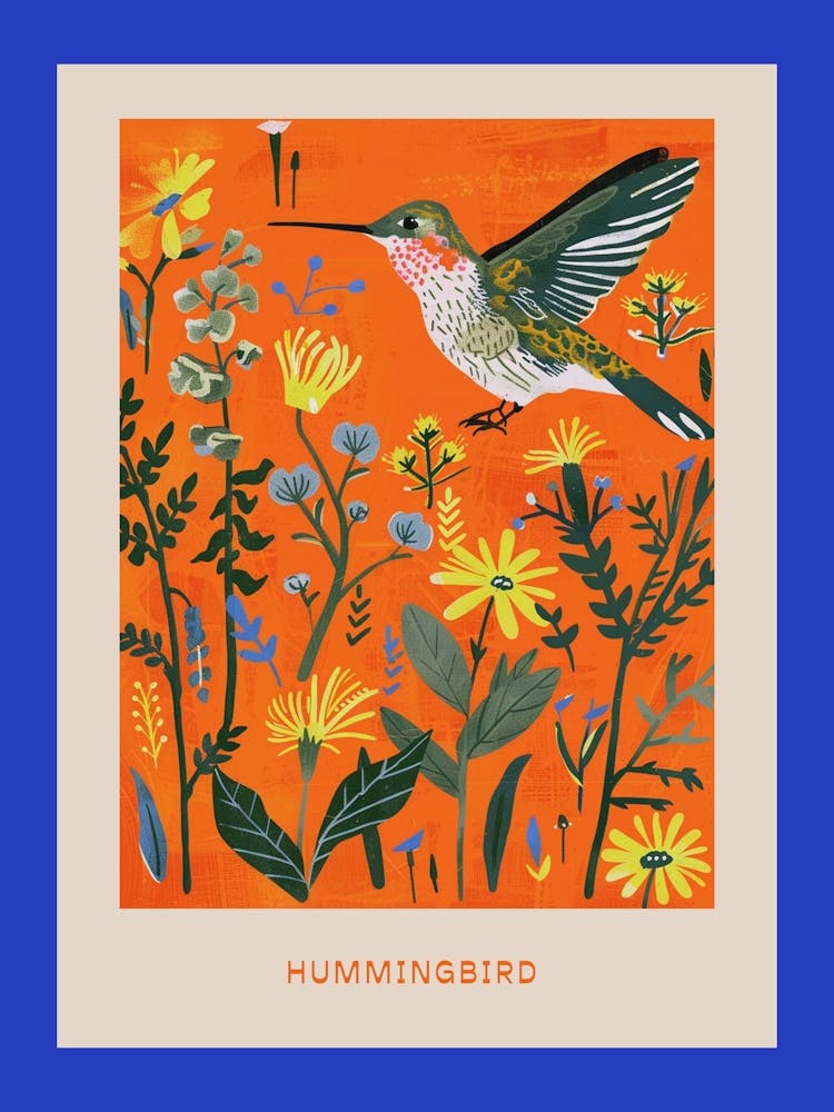 Spring Birds Poster Hummingbird 1
