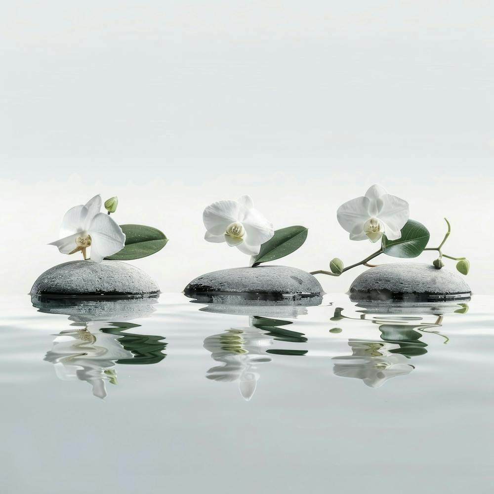 Three Orchids In Water