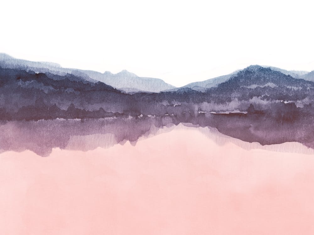 Watercolor Landscape 4 Pink And Indigo