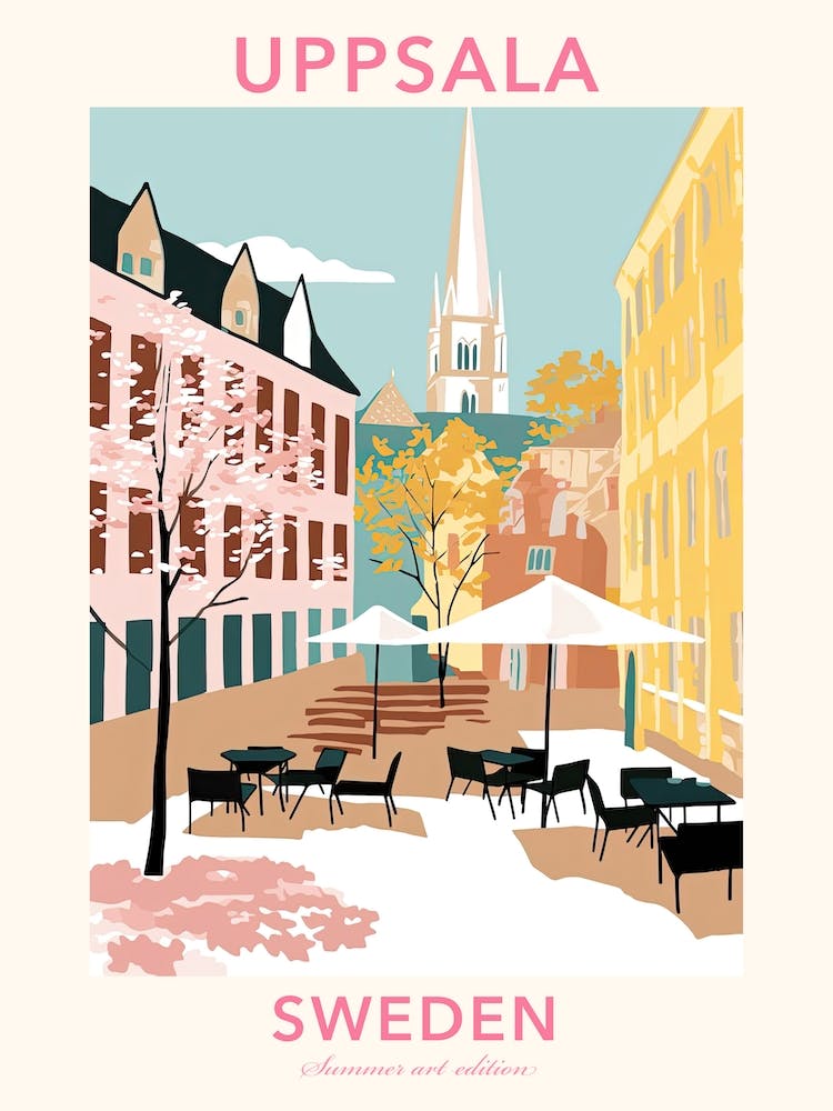 Uppsala, Sweden, Flat Pastels Tones Illustration 3 Poster