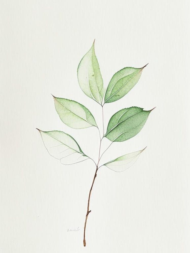 Viburnum Leaf Minimalist Watercolour 1