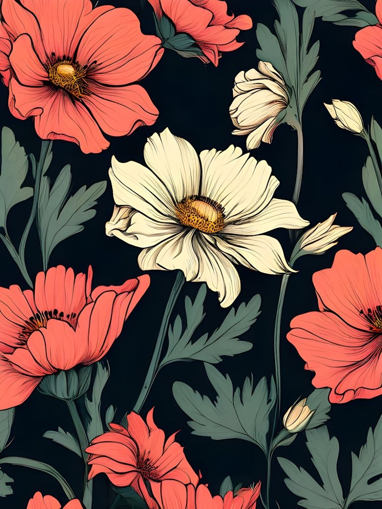 Seamless Pattern With Flowers 1