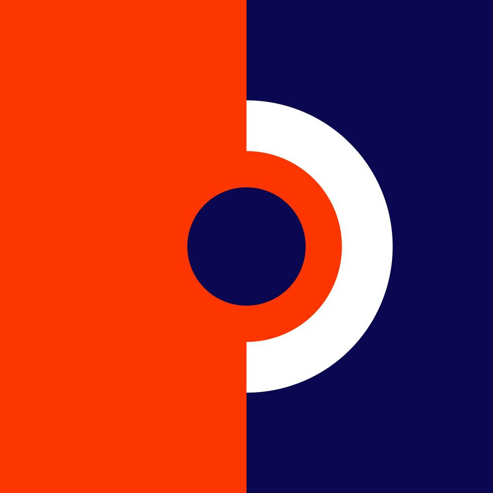 Circle within Circle In Navy Blue And Orange
