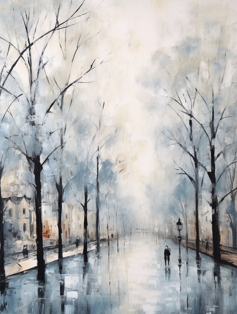 Winter City Park Painting Battersea Park London 3