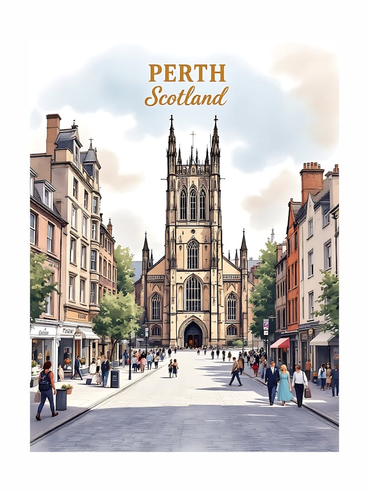 Perth Watercolor Vintage Travel V 04