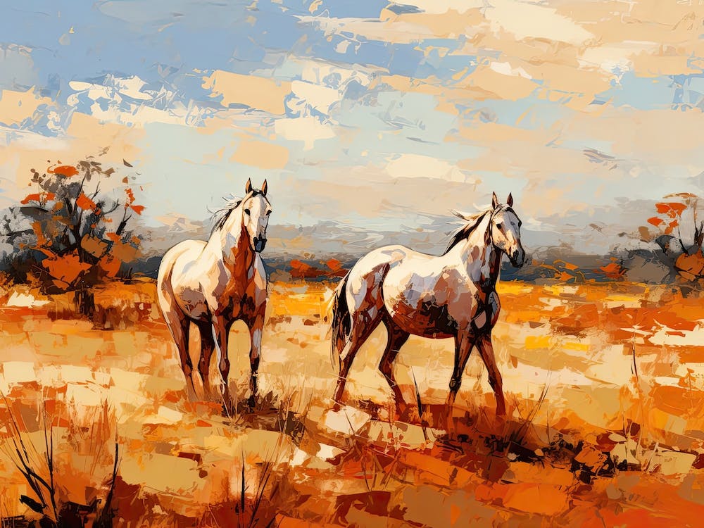 Horses Painting In Outback, Australia, Landscape 4