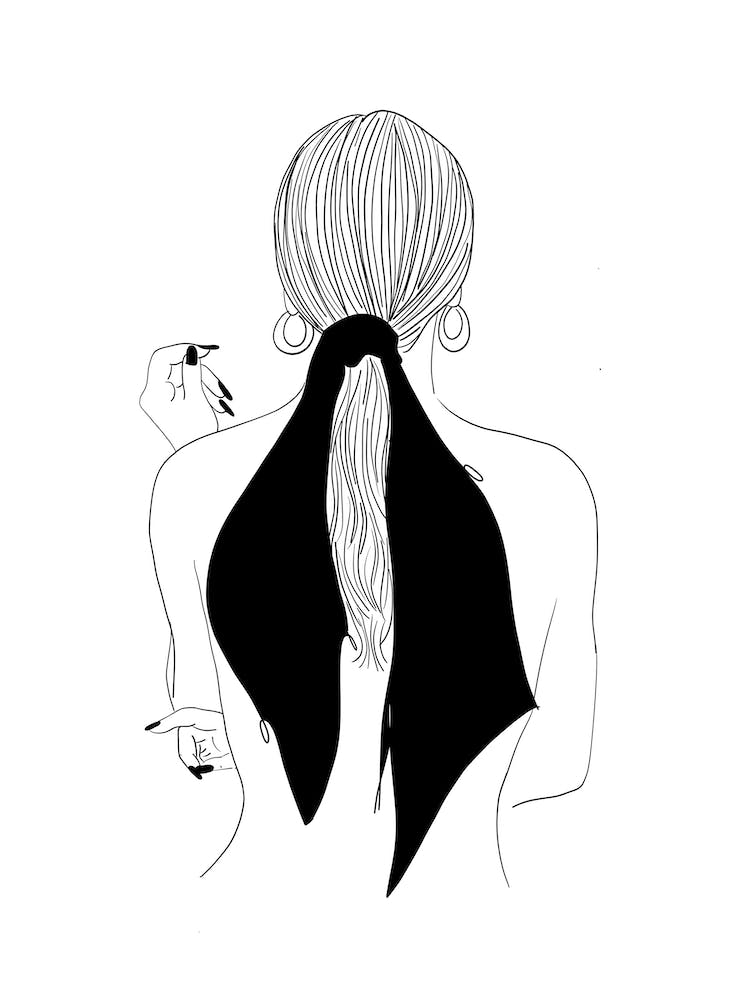 Fashion Girl Line Drawing