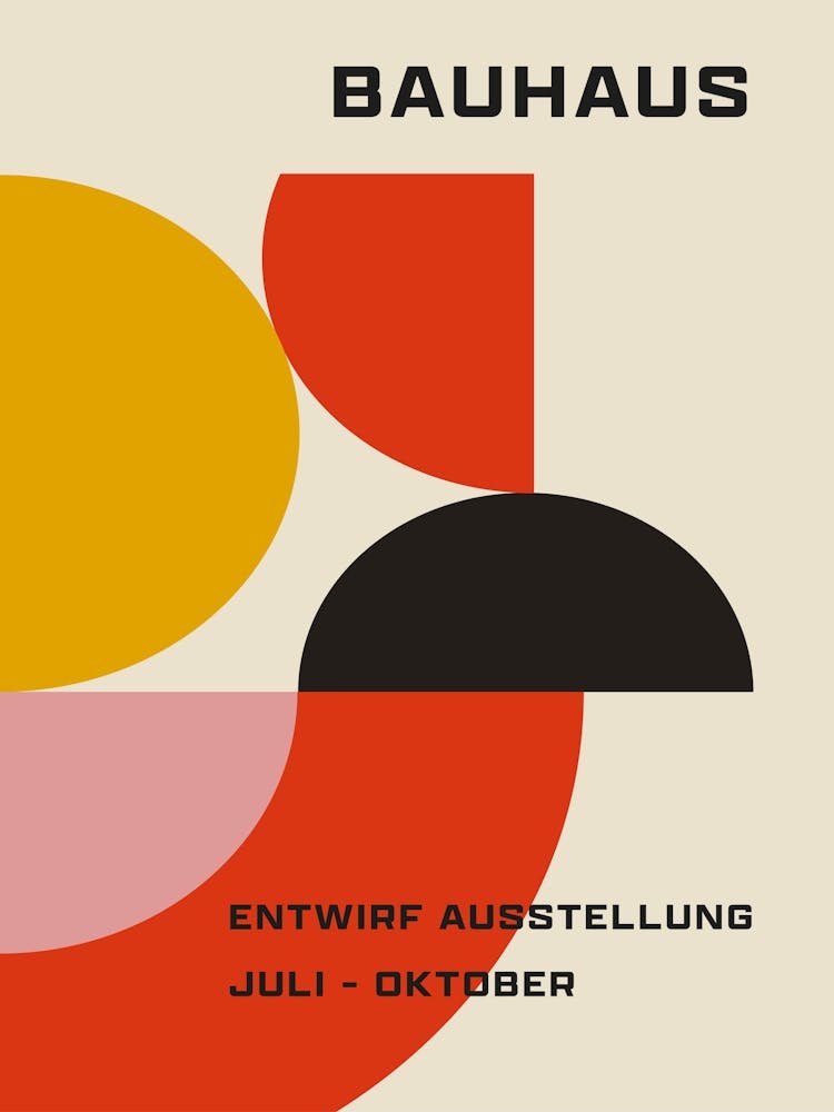 Bauhaus Minimalist Abstract Print 1 Red