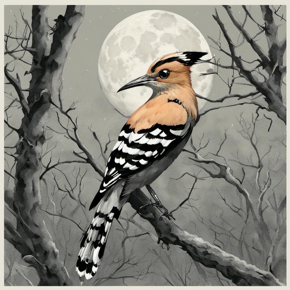 hoopoe on a beautiful quiet night