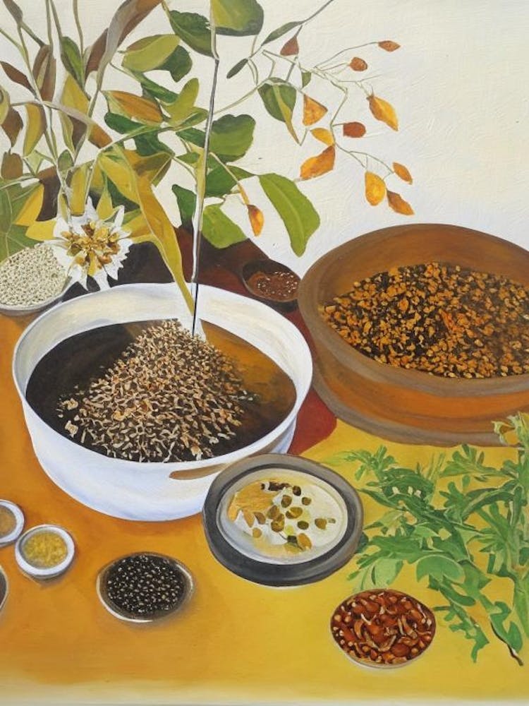 Ajwain Spices And Herbs Oil Painting