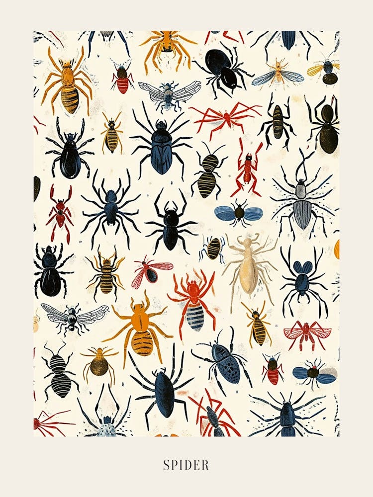 Colourful Insect Illustration Spider 14 Poster