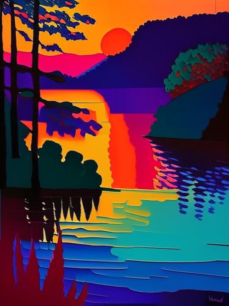 Lake And Tree Sunset