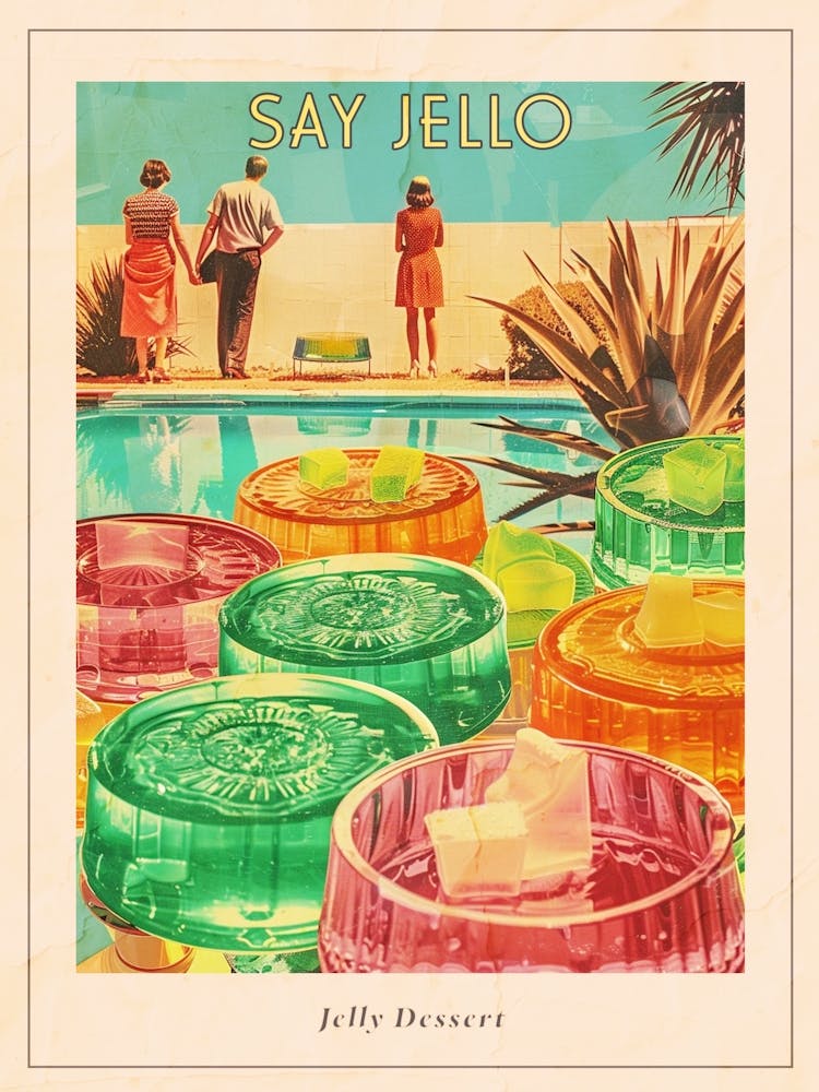 Jelly Dessert Platter Retro Collage 1 Poster