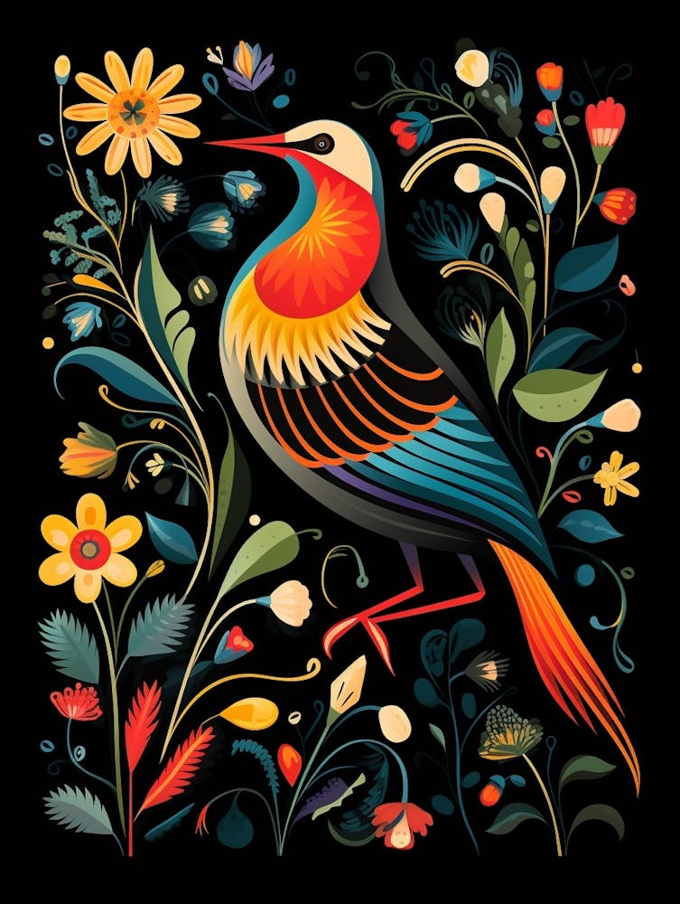 Folk Bird Illustration Mockingbird 2