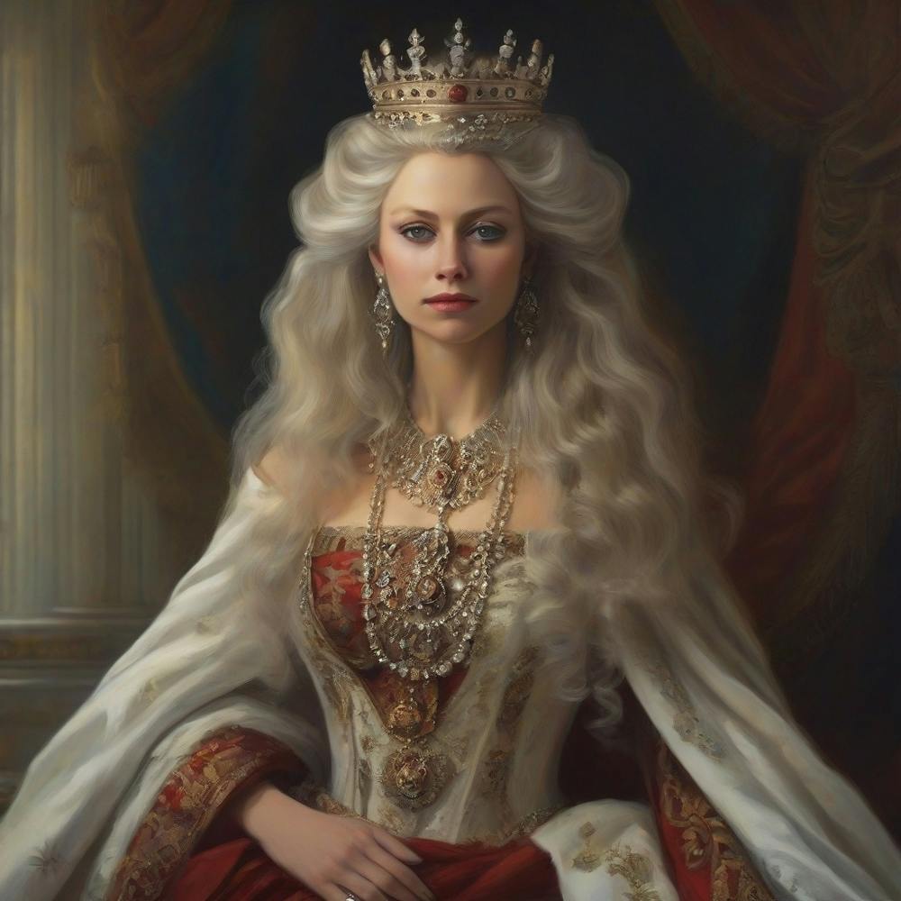 Queen With Long Plane Hair And Beautiful eyes