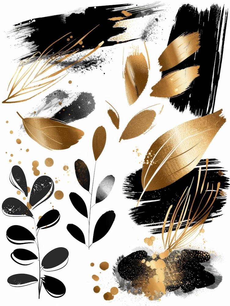 Gold- und Schwarzpinselstriche 50