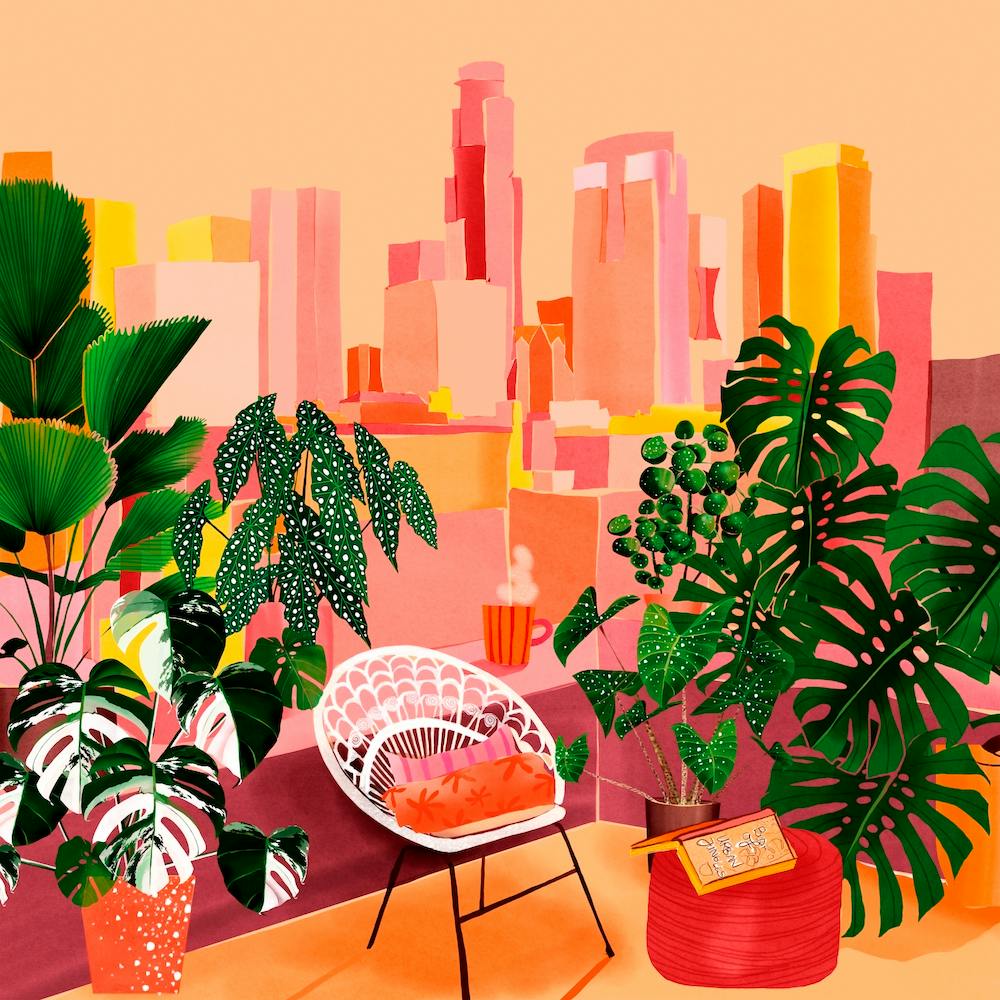 Urban Jungle On A Big City Rooftop Square