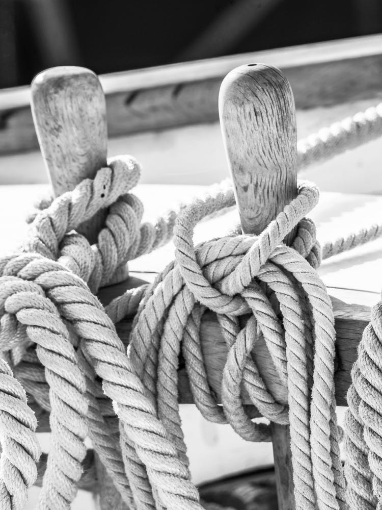 Ropes On A Boat Black And White