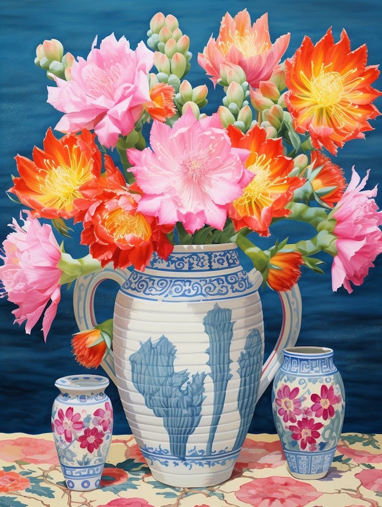 Cactus Painting Maximalist Still Life Cylindropuntia Kleiniae Cactus 2