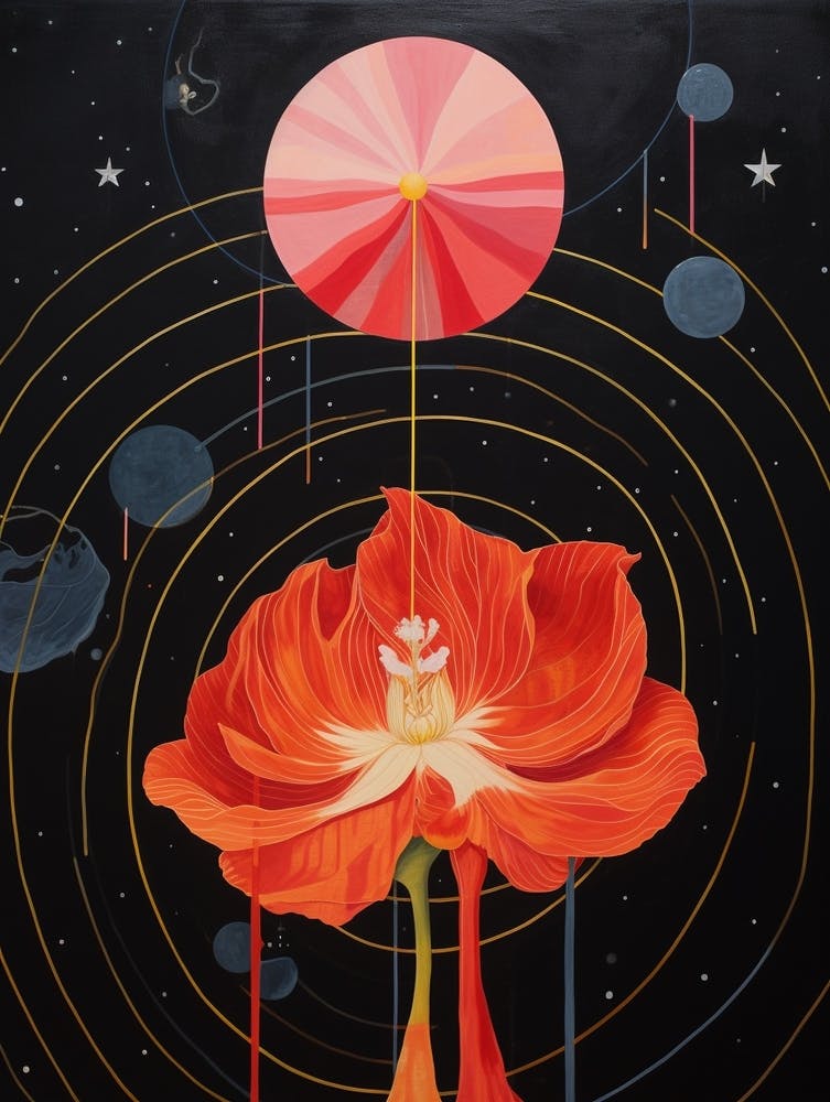 Amaryllis 3 Illustration Florale Inspirée par Hilma Af Klint
