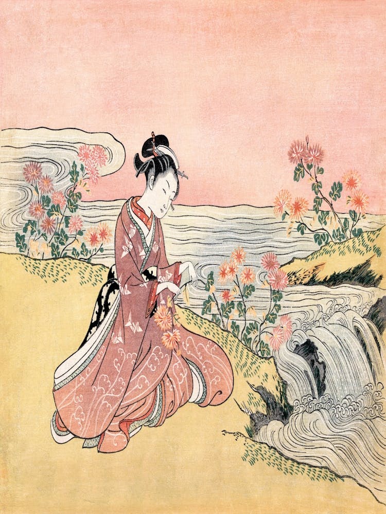 Asian Woman At The Stream