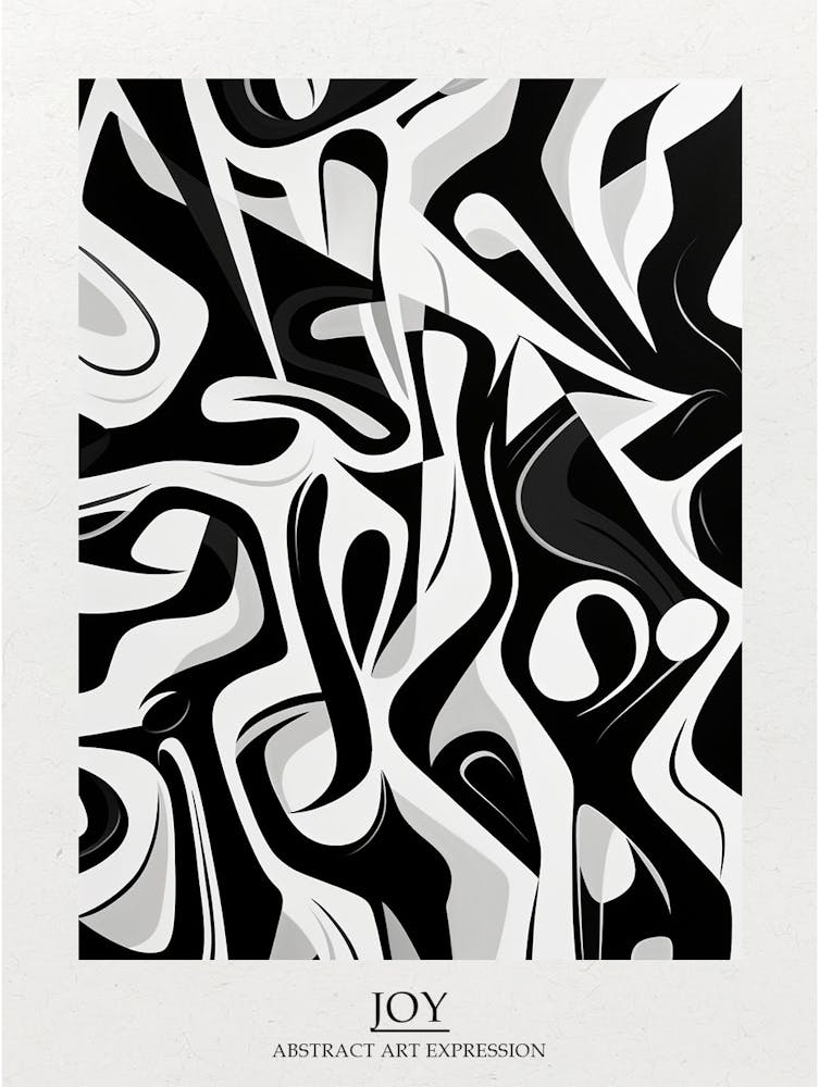Joy Abstract Black And White 1 Poster