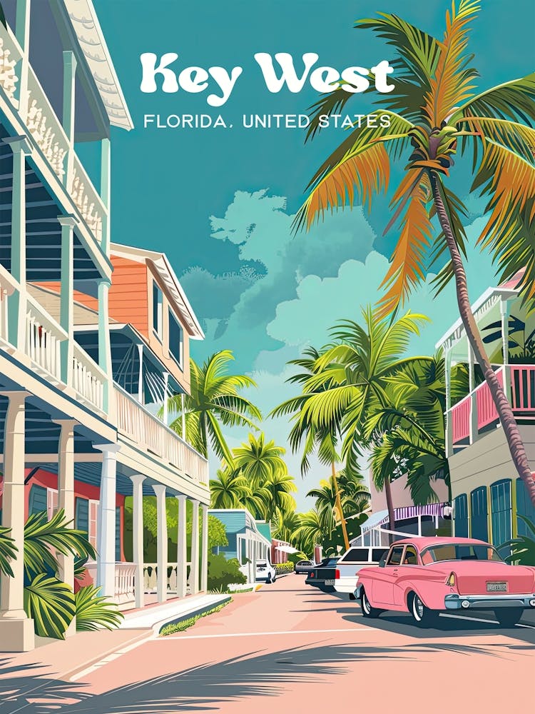 Key West Florida Summer Art Illustration
