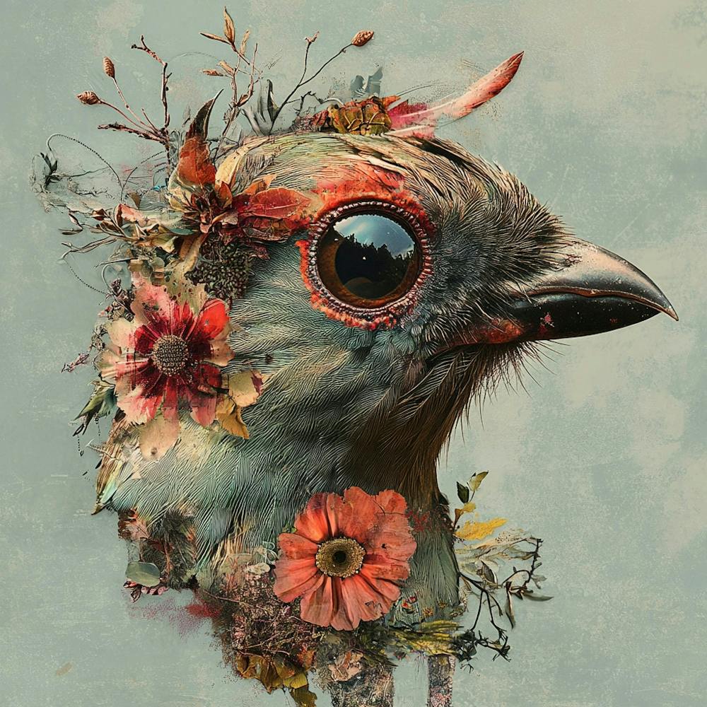 Oiseau Avec Fleurs