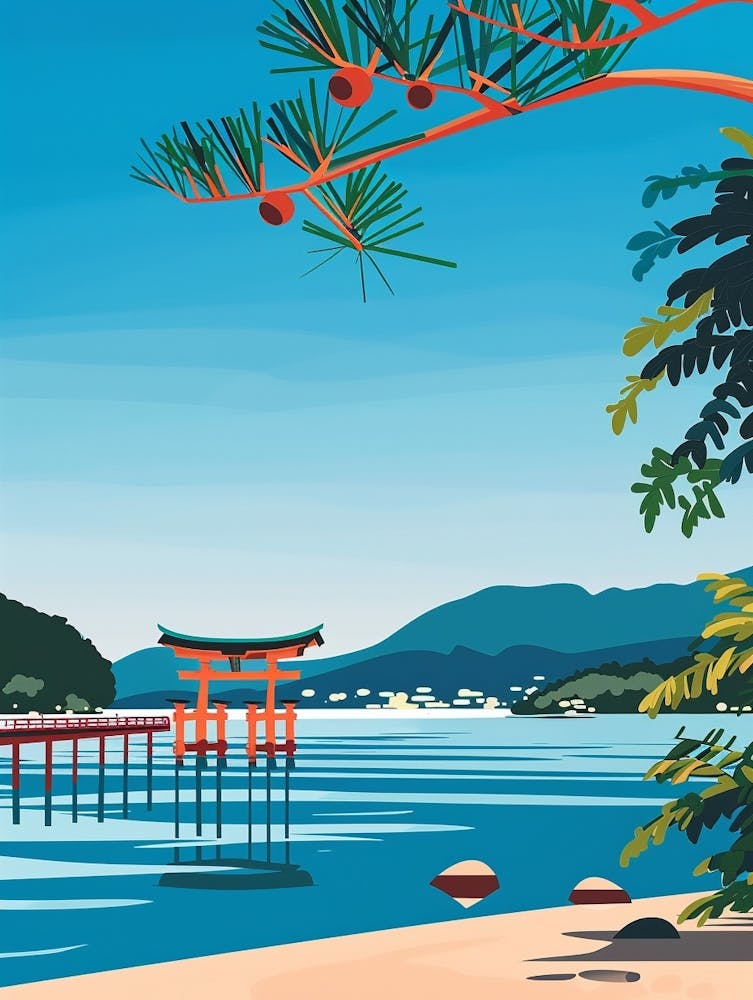 Miyajima Japan 3 Colourful Illustration
