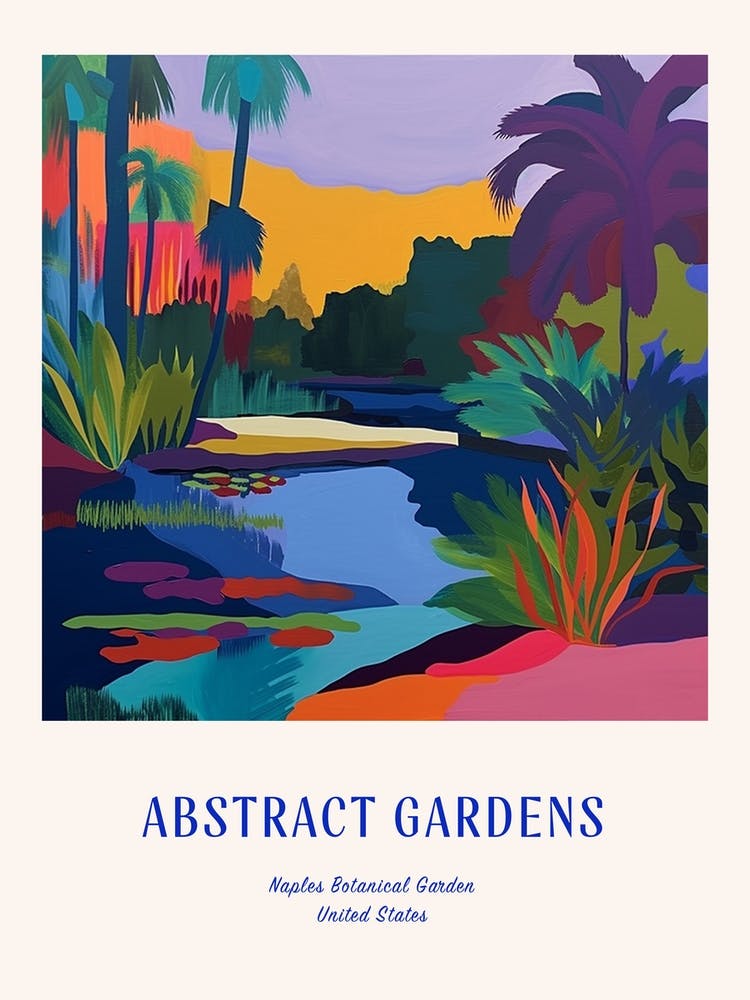Colourful Gardens Naples Botanical Garden Usa 3 Blue Poster