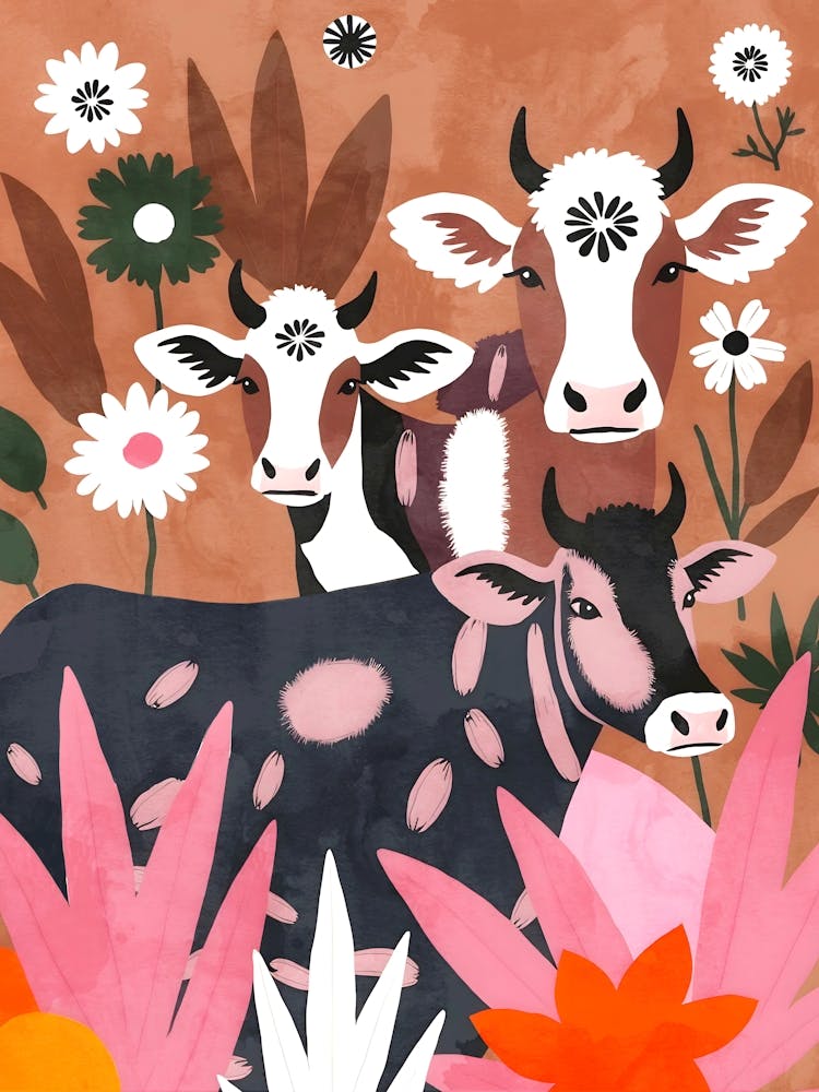 Pichwai Twist Cows Farm Animals
