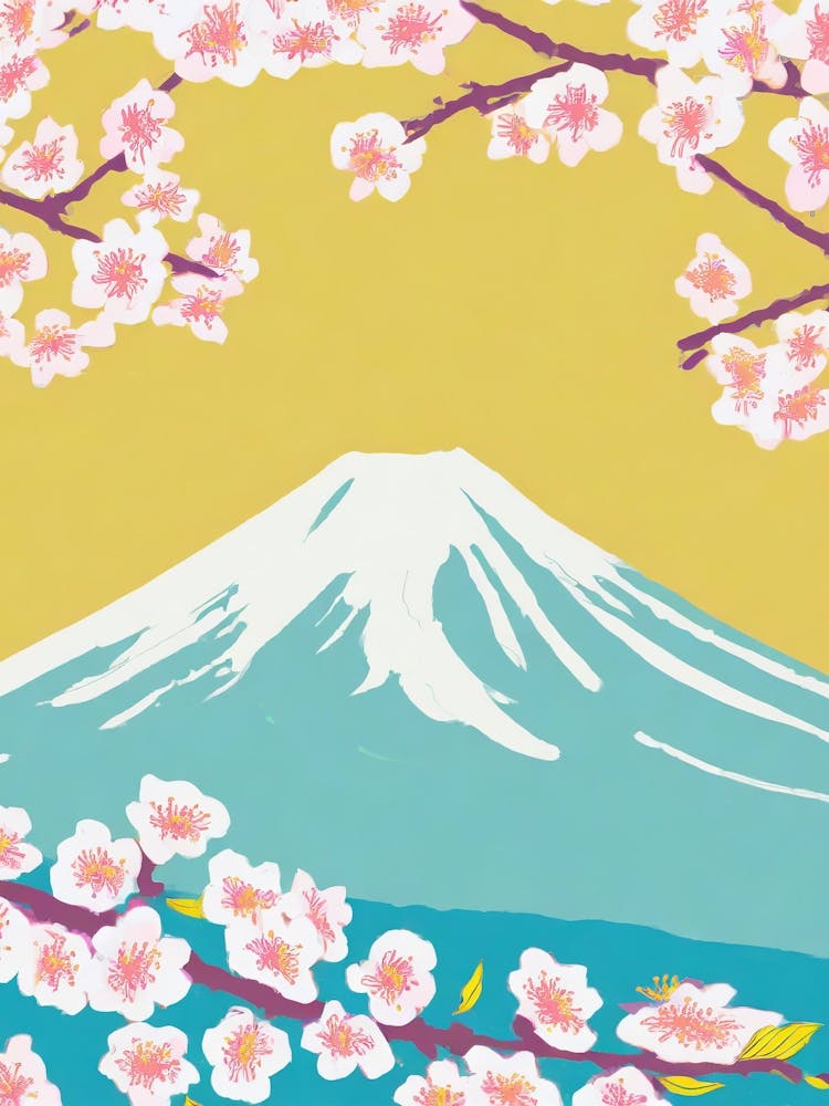 Cherry Blossoms Framing Mount Fuji